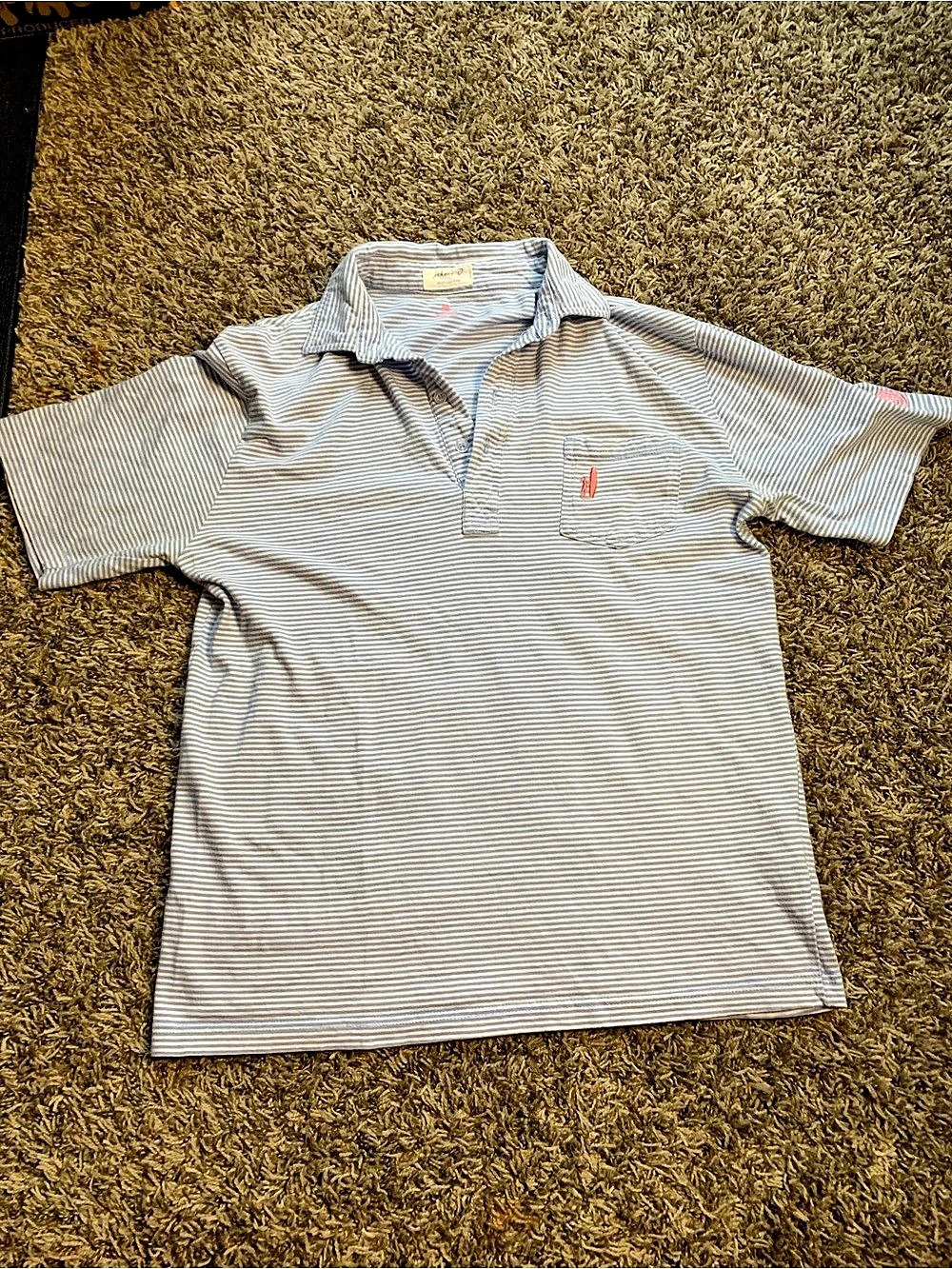 JOHNNIE-O Golf Men's Small Blue Striped Polo Jersey Shirt
